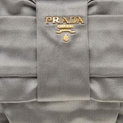 Pre Owned Prada Grey Nylon Tessuto Bow Wristlet Clutch