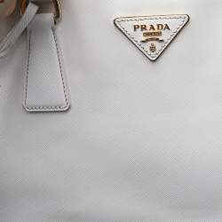 Pre Owned Prada White Saffiano Lux Leather Large Galleria Tote