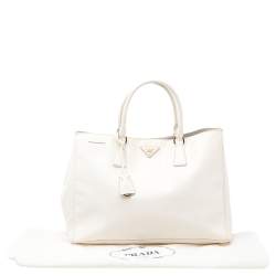 Pre Owned Prada White Saffiano Lux Leather Large Galleria Tote