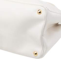 Pre Owned Prada White Saffiano Lux Leather Large Galleria Tote