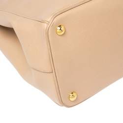 Pre Owned Prada Nude Saffiano Lux Leather Large Double Zip Tote
