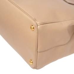 Pre Owned Prada Nude Saffiano Lux Leather Large Double Zip Tote