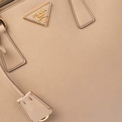 Pre Owned Prada Nude Saffiano Lux Leather Large Double Zip Tote