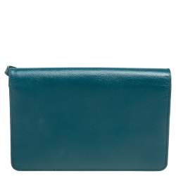Pre Owned Prada Teal Blue Saffiano Leather Crossbody Bag