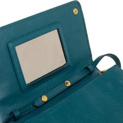 Pre Owned Prada Teal Blue Saffiano Leather Crossbody Bag