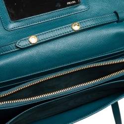 Pre Owned Prada Teal Blue Saffiano Leather Crossbody Bag