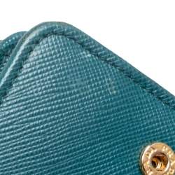 Pre Owned Prada Teal Blue Saffiano Leather Crossbody Bag