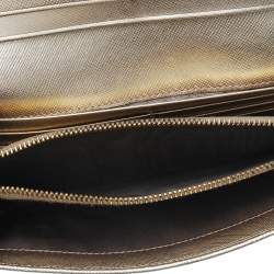 Pre Owned Prada Gold Saffiano Leather Flap Continental Wallet