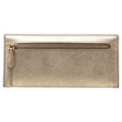 Pre Owned Prada Gold Saffiano Leather Flap Continental Wallet