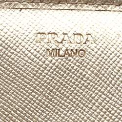 Pre Owned Prada Gold Saffiano Leather Flap Continental Wallet
