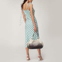 Pre Owned Prada Ombre White-Black Soft Leather Chain Tote