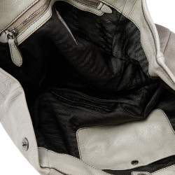 Pre Owned Prada Ombre White-Black Soft Leather Chain Tote