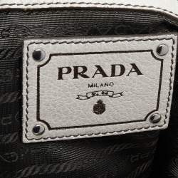 Pre Owned Prada Ombre White-Black Soft Leather Chain Tote