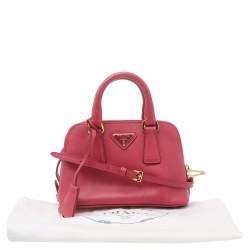 مملوكة مسبقًا Prada Pink Saffiano Lux Leather Mini Promenade Crossbody Bag