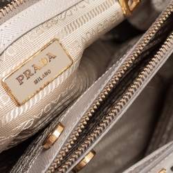 Pre Owned Prada Beige Saffiano Lux Leather Medium Galleria Double Zip Tote