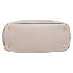 Pre Owned Prada Beige Saffiano Lux Leather Medium Galleria Double Zip Tote