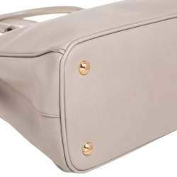 Pre Owned Prada Beige Saffiano Lux Leather Medium Galleria Double Zip Tote