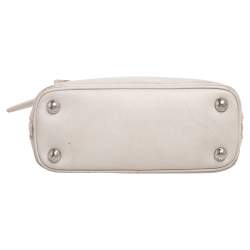 Pre Owned Prada White Saffiano Lux Leather Mini Promenade Satchel