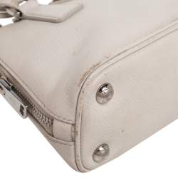 Pre Owned Prada White Saffiano Lux Leather Mini Promenade Satchel