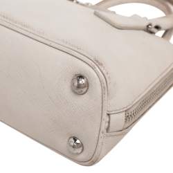 Pre Owned Prada White Saffiano Lux Leather Mini Promenade Satchel