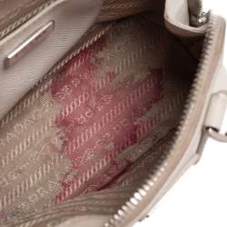 Pre Owned Prada White Saffiano Lux Leather Mini Promenade Satchel