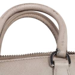 Pre Owned Prada White Saffiano Lux Leather Mini Promenade Satchel