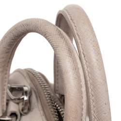 Pre Owned Prada White Saffiano Lux Leather Mini Promenade Satchel