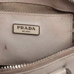Pre Owned Prada White Saffiano Lux Leather Mini Promenade Satchel