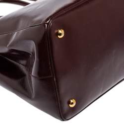 Pre Owned Prada Burgundy Saffiano Vernice Leather Medium Galleria Tote