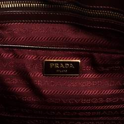 Pre Owned Prada Burgundy Saffiano Vernice Leather Medium Galleria Tote