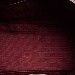Pre Owned Prada Burgundy Saffiano Vernice Leather Medium Galleria Tote