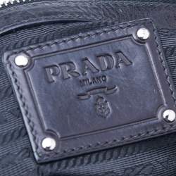 Pre Owned Prada Cream/Black Leather Studded Trunk Bauletto Bag
