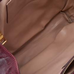 Pre Owned Prada Dark Red Vitello Shine Leather Tote