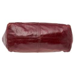 Pre Owned Prada Dark Red Vitello Shine Leather Tote