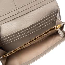 Pre Owned Prada Light Beige Saffiano Lux Leather Flap Continental Wallet