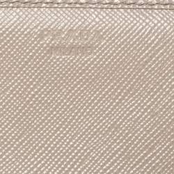 Pre Owned Prada Light Beige Saffiano Lux Leather Flap Continental Wallet