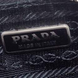 Pre Owned Prada Black Floral Print Nylon and Leather Pouch