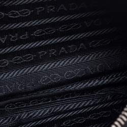 Pre Owned Prada Black Floral Print Nylon and Leather Pouch