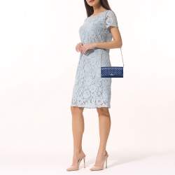 Pre Owned محفظة بسلسلة برادا جلد مبطن أزرق