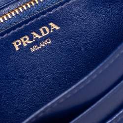 Pre Owned محفظة بسلسلة برادا جلد مبطن أزرق