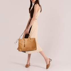 Pre Owned Prada Tan Saffiano Lux Leather Large Galleria Tote