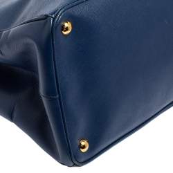 Pre Owned Prada Blue Saffiano Leather Medium Galleria Tote