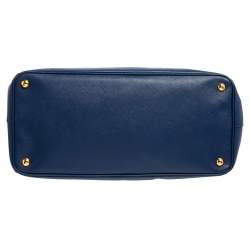 Pre Owned Prada Blue Saffiano Leather Medium Galleria Tote
