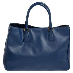 Pre Owned Prada Blue Saffiano Leather Medium Galleria Tote