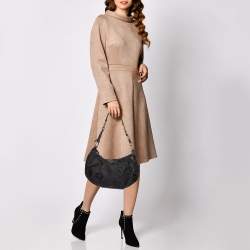 Pre Owned Prada Black Pleated Nylon and Leather Hobo