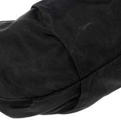 Pre Owned Prada Black Pleated Nylon and Leather Hobo