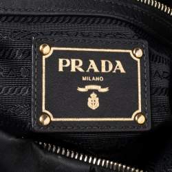 Pre Owned Prada Black Pleated Nylon and Leather Hobo