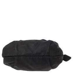 Pre Owned Prada Black Pleated Nylon and Leather Hobo