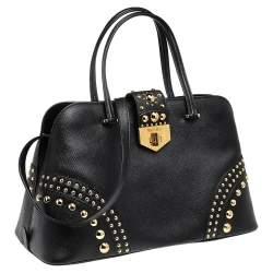 Pre Owned Prada Black Leather Promenade Studded Satchel
