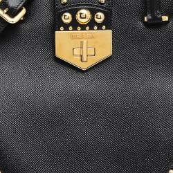 Pre Owned Prada Black Leather Promenade Studded Satchel